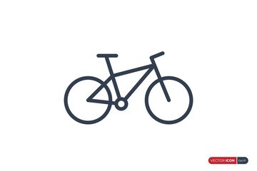 Simple Bicycle Icon Line isolated on White Background. Flat Vector Icon Design Template Element.