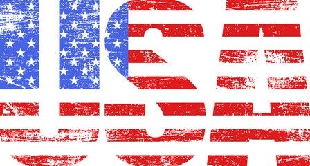 USA lettering background. Grunge American flag. Template for your design works.