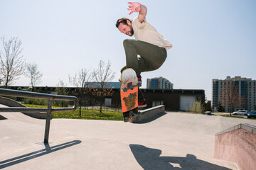 Man skateboarding in skate park