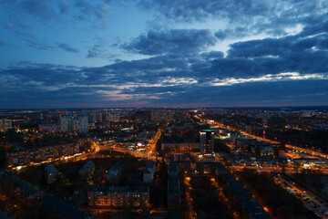 Fototapeta na wymiar night city aerial
