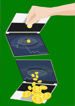 Online Stock Exchange Trading At Home Isometric Composition