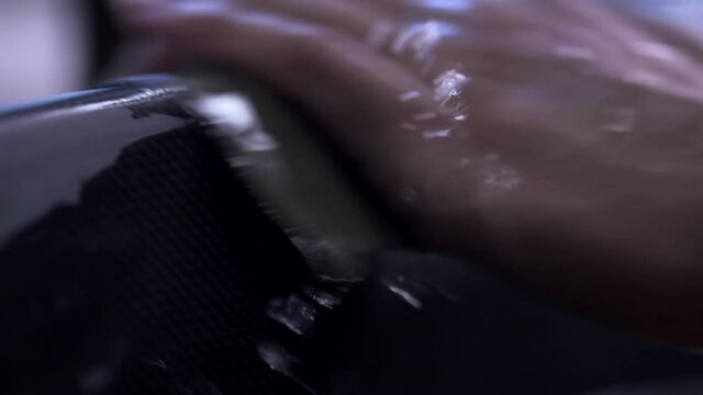 Hand Washing Carbon Fiber Part with Water