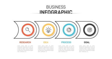 Infographic design with icons and 4 options or steps. Thin line vector. Infographics business concept. Can be used for info graphics, flow charts, presentations, web sites, banners, printed materials.