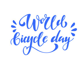 World bicycle Day vector template. Design for banner, greeting cards or print. Hand drawn lettering.