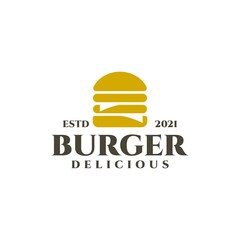 simple vintage logo of a burger restaurant, cafe, bistro.