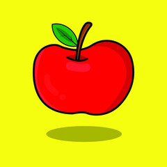 red apple with leaf. vector illustration