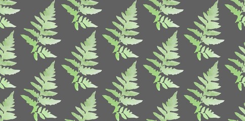 Fototapeta na wymiar Seamless pattern of watercolor ferns