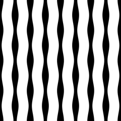Wavy lines ornament. Seamless pattern. Jagged stripes motif. Waves ornate. Curves image. Linear background. Geometrical digital paper, textile print, web design, striped illustration. Vector.