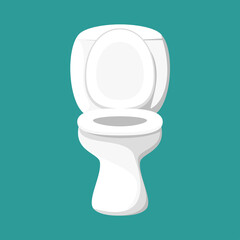 White ceramic toilet bowl, vector illustration.
