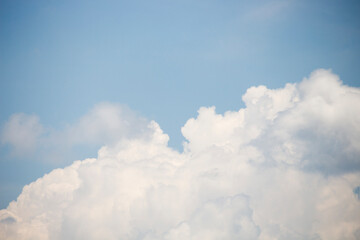 Bright blue sky with white clouds for background or wallpapers