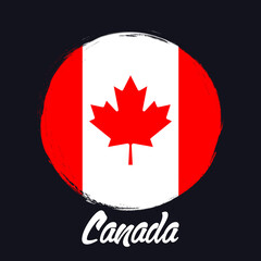 Canadian flag, banner with grunge brush