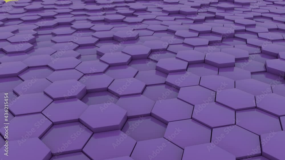 Poster abstract 3d animation of a purple hexagon that multiplies and fills the space. abstract geometric ba