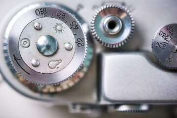 Close-Up Of Controls On Retro Camera