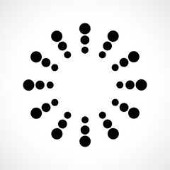 Black abstract vector circle frame halftone dots logo emblem design. Round border Icon using circle dots texture.Vector illustration EPS 10