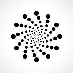 Black abstract vector circle frame halftone dots logo emblem design. Round border Icon using circle dots texture.Vector illustration EPS 10