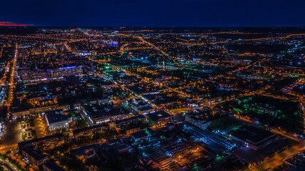 aerial photography of the city of Penza at night