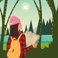 woman hiker with map