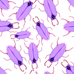 Fototapeta na wymiar Creative seamless pattern with colorful hand drawn beetles. Colorful print for any design. 