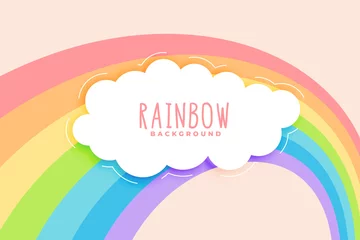 Foto op Canvas cute rainbow and cloud in pastel colors background © starlineart