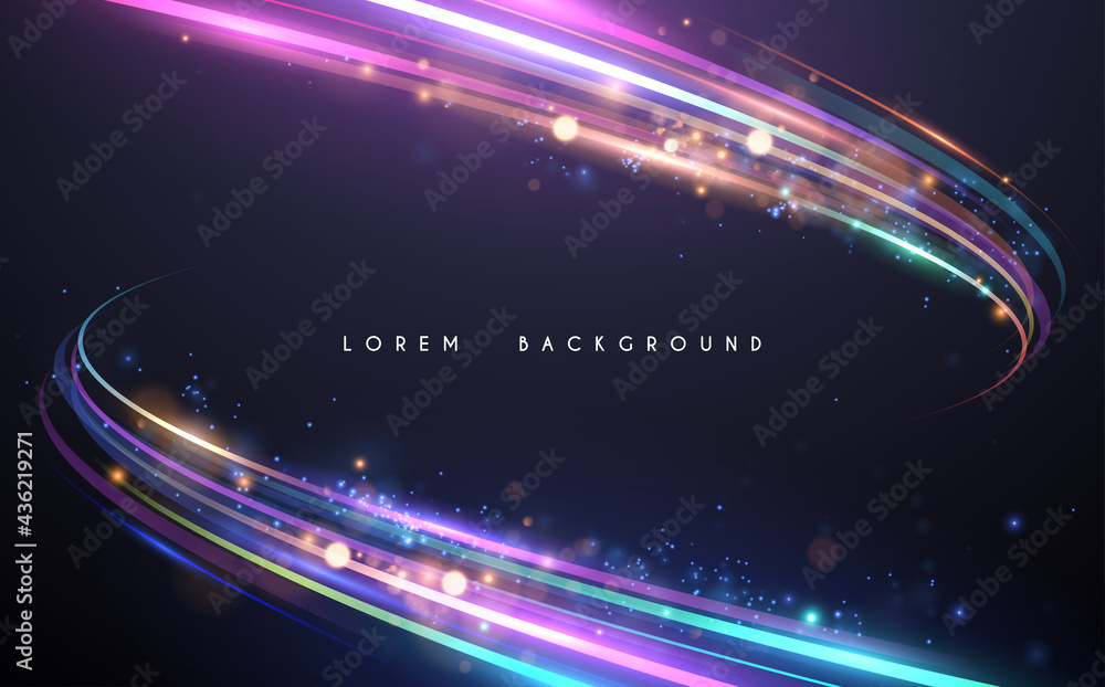 Wall mural abstract neon color glowing lines background