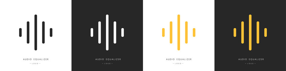 Equalizer waves. Sound waves logos set. Music or sound concept. Vector illustration