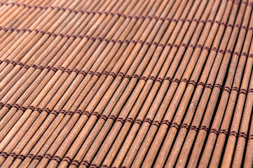brown bamboo Mat - stand food, close-up, macro