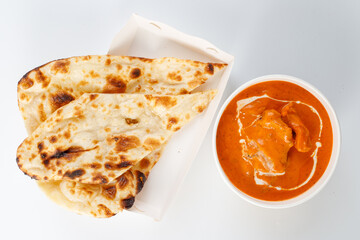 Indian curry Butter Chicken and nan by delivery in Take away blow.