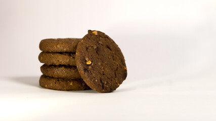isolated cookies with white background (selective focus)
