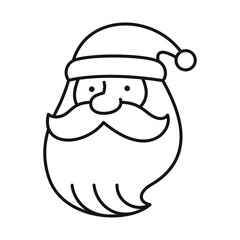 Cute Santa Claus head, Merry Christmas decoration, Happy X'mas new year greeting gift design template, Outline design vector Illustration