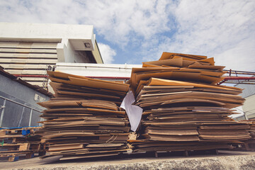 Fototapeta premium Big stack of paper waste before shredding at recycling