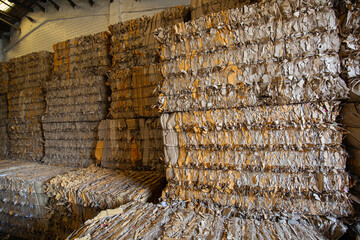 Stack of paper waste before shredding at recycling - obrazy, fototapety, plakaty