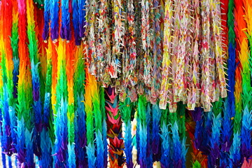 One thousand paper cranes, colorful origami, for praying peace - 千羽鶴 平和の祈り