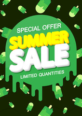 Fototapeta premium Summer Sale, discount poster design template, special season offer, promotion banner, vector illustration