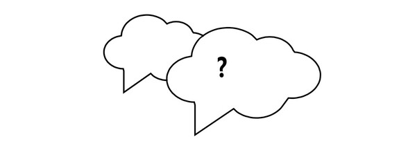 Two conversation clouds, made in black and white. Chat. Communication. Question mark. Dialogue