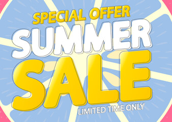 Summer Sale, discount poster design template, special season offer, promotion banner, vector illustration