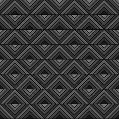 Gradient triangle shape from dark to bright, gray black. Abstract seamless background pattern. Texture design for print, cover, poster, banner, wall, fabric, tile, textile. Vector illustration.