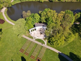 Amphitheater -  outdoor theater in park - top view - obrazy, fototapety, plakaty