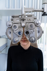 Eyesight medical professional correction. Clinic optometry instrument.
