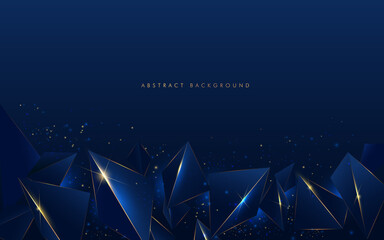 Abstract low polygonal pattern luxury golden line with dark navy blue template background. Luxury and elegant. Premium style for poster, cover, print, artwork. Vector illustration