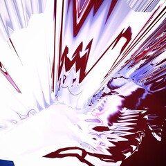 Background of glitch manipulations with 3D effect. Abstract flow of crystals  on white background. It can be used for web design and visualization of music