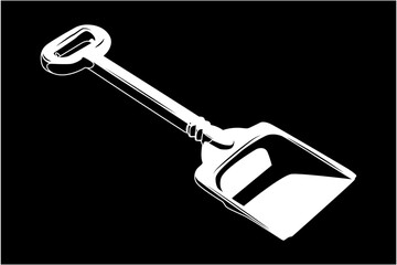 toy shovel white on black background