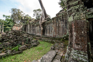 Preach Khan, a grand and beautiful castle during the reigning Khmer era in Angkor Wat, Siem Reap,...