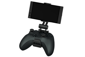 Realistic joystick for playing games on a mobile phone on white background