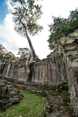 Preach Khan, a grand and beautiful castle during the reigning Khmer era in Angkor Wat, Siem Reap, Cambodia.