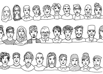 Vector illustration of Doodle People sketches, Hand drawn set of people doodles for decoration on white background
