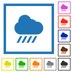 Downpour weather flat framed icons