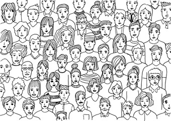 Doodle People sketches, Hand drawn set of people doodles for decoration on white background