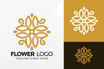 Fototapeta na wymiar Luxury Flower Leaf Logo Design, Brand Identity Logos Designs Vector Illustration Template