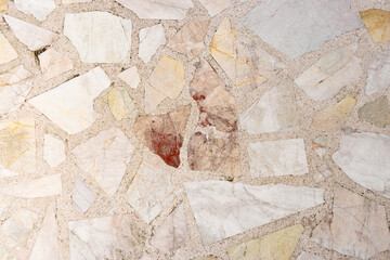 Fototapeta na wymiar stone marble crap cover on terrazzo flooring. vintage texture old for background image horizontal