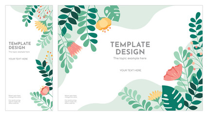 Pastel color floral template design, Vector layout ornament concept